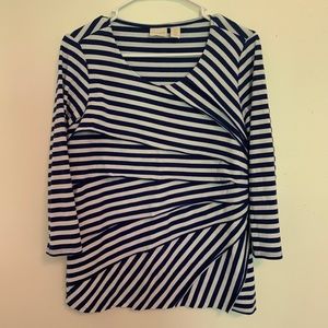 Chicos Top Size 0 Layered Blouse Long Sleeve Striped
